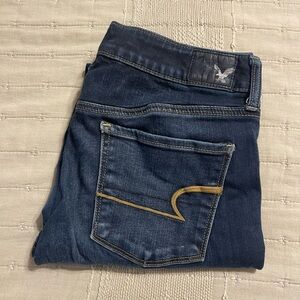 American Eagle Outfitters Blue Skinny Jeans with Embroidered Back